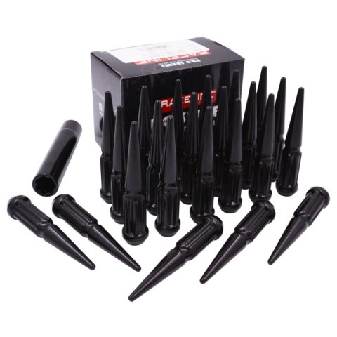 Raceline 14x2 XL Spike Black Lug Nuts (Set of 24)