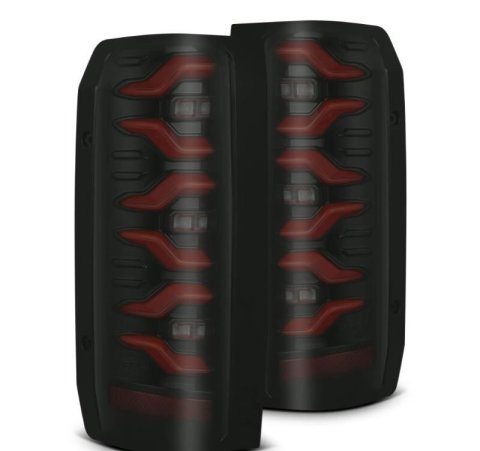 AlphaRex 87-96 Ford Bronco/F-150 Luxx-Series LED Tail Lights - Black Red