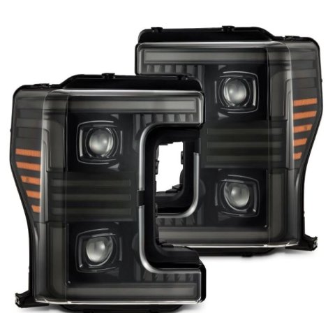AlphaRex 17-19 Ford F-250/350/450/550 Super Duty PRO-Series Proj Headlights Alpha-Bk w/SS & DRL