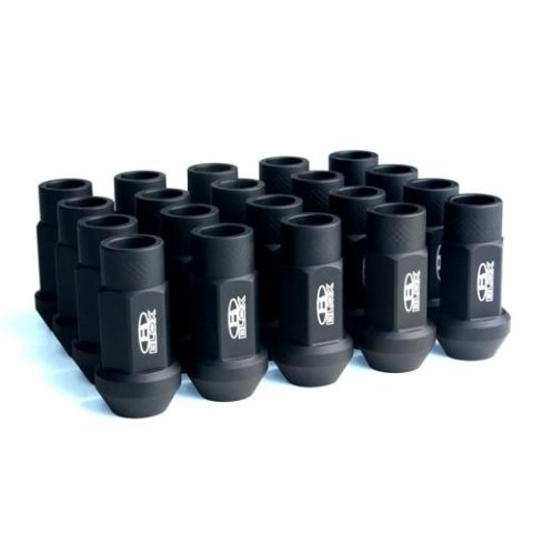 BLOX Racing Street Series Forged Lug Nuts - Flat Black 12 x 1.5mm - Set of 20 (New Design)