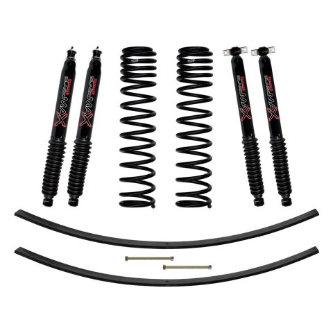 Skyjacker Jeep XJ 3in FR Dual Rate Long Coil Suspension Lift Kit w/RR Add-A-Leaf/Black Max Shocks