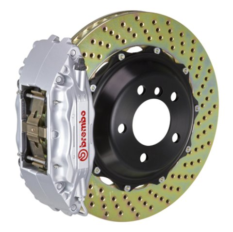 Brembo 04-17 WRX STi Front GT BBK 4 Piston Cast 2pc 355x32 2pc Rotor Drilled-Silver