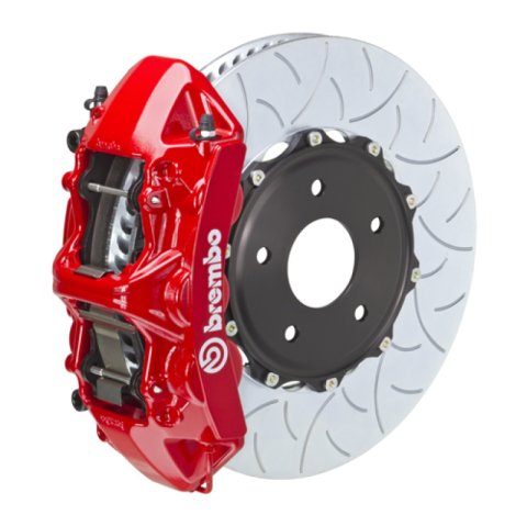 Brembo 12-13 Golf R (Mk6) Front GT BBK 6 Piston Cast 350x34 2pc Rotor Slotted Type-3-Red