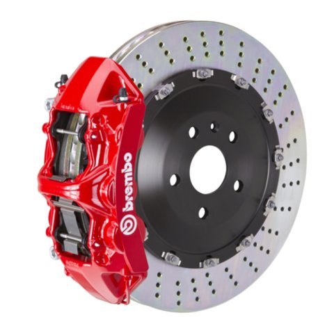 Brembo 16-20 XC90 Front GT BBK 6 Piston Cast 405x34 2pc Rotor Drilled-Red