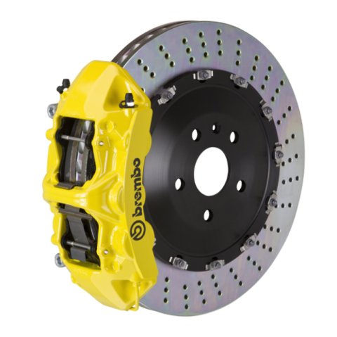 Brembo 07-13 X5 Front GT BBK 6 Piston Cast 405x34 2pc Rotor Drilled-Yellow