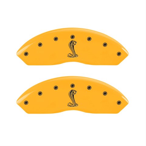 MGP 4 Caliper Covers Engraved Front & Rear Tiffany Snake Yellow Finish Black Char 2004 Ford Mustang