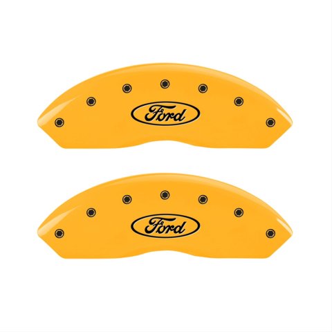 MGP 4 Caliper Covers Engraved Front & Rear Oval Logo/Ford Yellow Finish Black Char 2001 Ford F-150