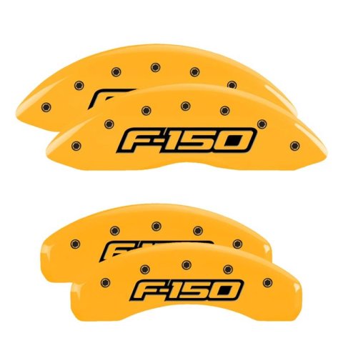 MGP 4 Caliper Covers Engraved Front & Rear Oval Logo/Ford Yellow Finish Black Char 2013 Ford F-150