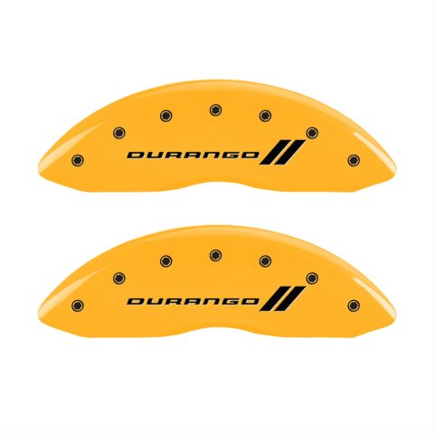 MGP 4 Caliper Covers Engraved F & R w/ Stripes/Durango Yellow Finish Black Char 2007 Dodge Durango