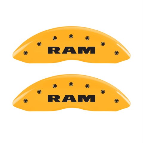 MGP 4 Caliper Covers Engraved Front & Rear Ram Yellow Finish Black Char 2007 Dodge Durango