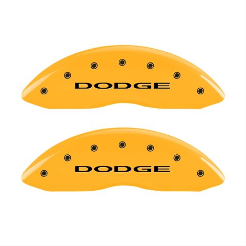 MGP 4 Caliper Covers Engraved Front & Rear Dodge Yellow Finish Black Char 2010 Dodge Ram 3500