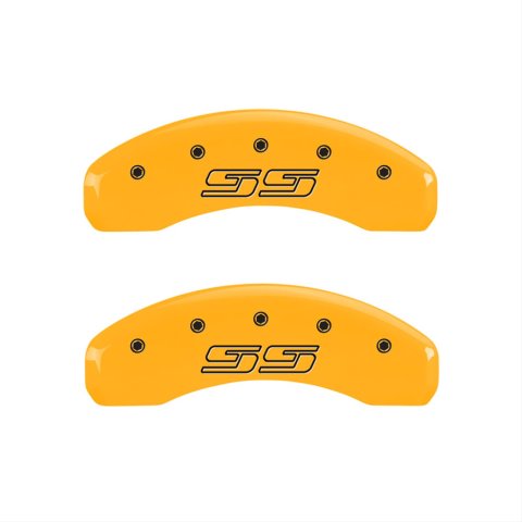 MGP 4 Caliper Covers Engraved F & R Avalanche SS Yellow Finish Blk Char 2008 Chevy Express 2500