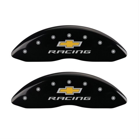 MGP 4 Caliper Covers Engraved Front & Rear Chevy Racing Black Finish Silver Char 2016 Chevrolet SS
