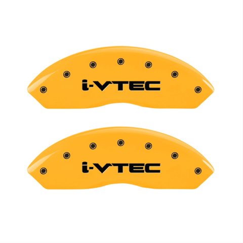 MGP 4 Caliper Covers Engraved Front & Rear I-Vtec Yellow Finish Black Char 2007 Honda Accord