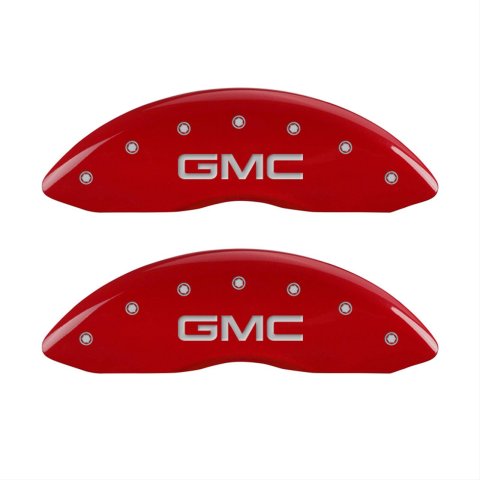 MGP 4 Caliper Covers Engraved Front & Rear GMC Red Finish Silver Char 2011 GMC Savana 2500