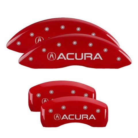 MGP 4 Caliper Covers Engraved Front & Rear Acura Red Finish Silver Char 2017 Acura MDX