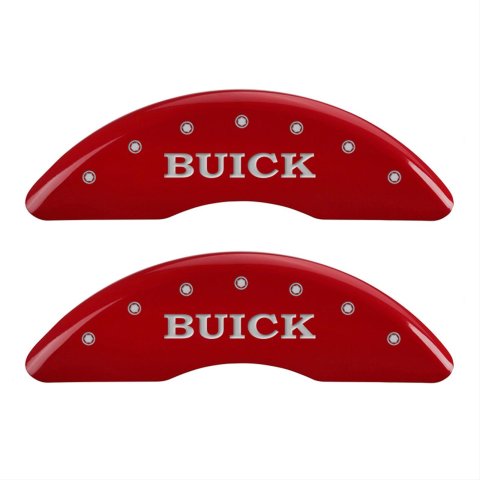 MGP 4 Caliper Covers Engraved Front Buick Rear Buick Shield Red Finish Silver Char 2015 Buick Regal