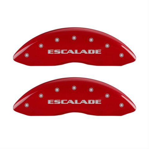 MGP 4 Caliper Covers Engraved Front Escalade Engraved Rear ESV Red finish silver ch