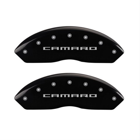MGP 4 Caliper Covers Engraved Front & Rear Cursive/Cadillac Black finish silver ch