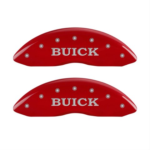 MGP 4 Caliper Covers Engraved Front Buick Engraved Rear Buick Shield Red finish silver ch