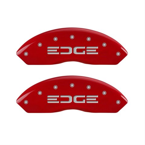MGP 4 Caliper Covers Engraved Front & Rear Edge Red finish silver ch