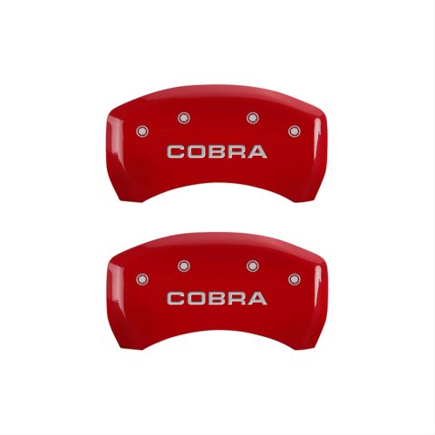 MGP Rear set 2 Caliper Covers Engraved Rear Cobra Red finish silver ch