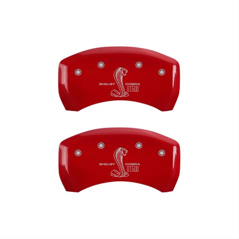 MGP Rear set 2 Caliper Covers Engraved Rear GT500 Shelby & Cobra Red finish silver ch