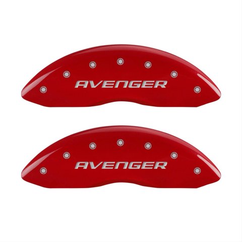 MGP 4 Caliper Covers Engraved Front & Rear With out stripes/Avenger Red finish silver ch