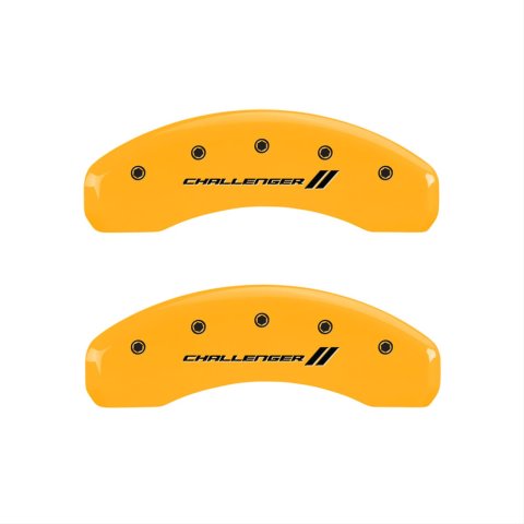 MGP 4 Caliper Covers Engraved Front & Rear With stripes/Challenger Yellow finish black ch