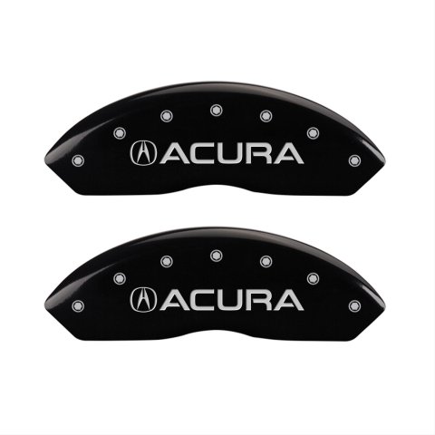 MGP 4 Caliper Covers Engraved Front Acura Engraved Rear TSX Black finish silver ch