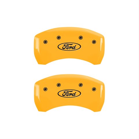 MGP 4 Caliper Covers Engraved Front & Rear Oval logo/Ford Yellow finish black ch