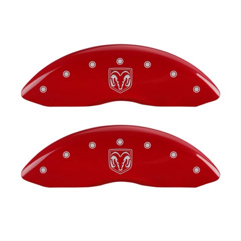 MGP 4 Caliper Covers Engraved Front RAM Engraved Rear RAMHEAD Red finish silver ch