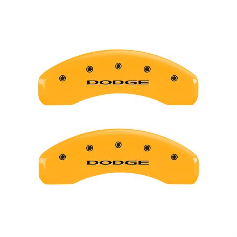 MGP 4 Caliper Covers Engraved Front & Rear With out stripes/Dodge Yellow finish black ch