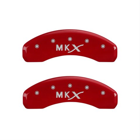 MGP 4 Caliper Covers Engraved Front Lincoln Engraved Rear MKX Red finish silver ch
