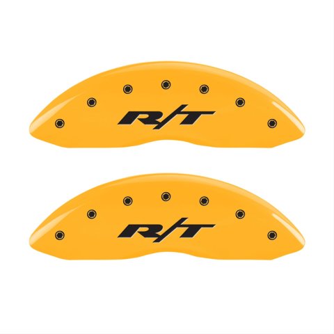 MGP 4 Caliper Covers Engraved Front & Rear RT1-Truck Yellow finish black ch