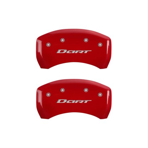 MGP 4 Caliper Covers Engraved Front & Rear With out stripes/Dart Red finish silver ch