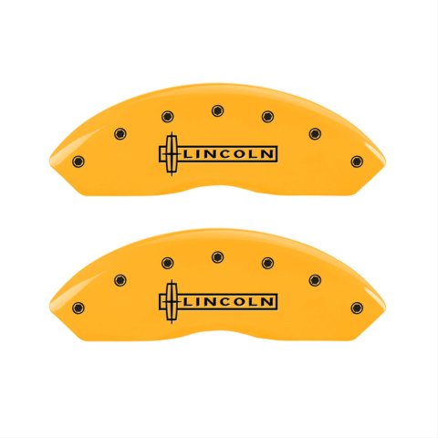 MGP 4 Caliper Covers Engraved Front Lincoln Engraved Rear Star logo Yellow finish black ch