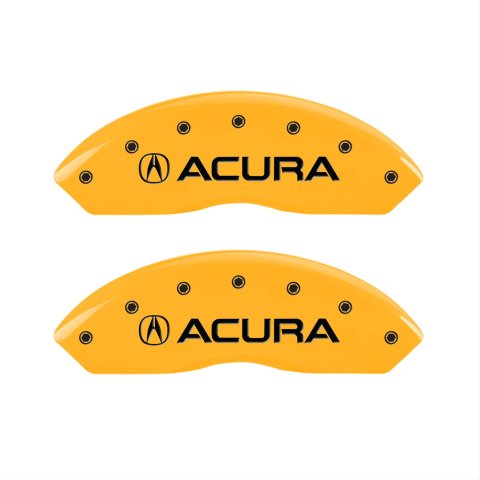 MGP 4 Caliper Covers Engraved Front Acura Engraved Rear RLX Yellow finish black ch