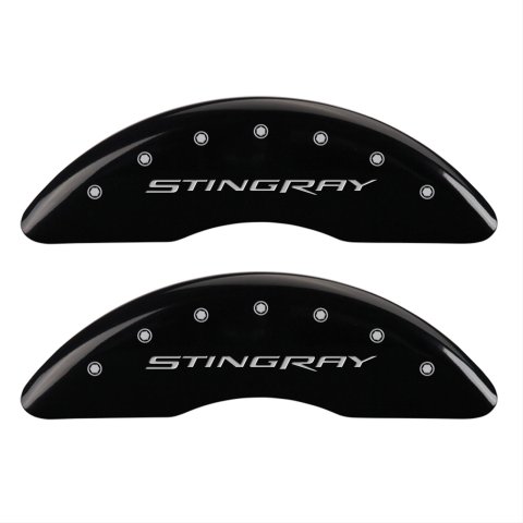 MGP 4 Caliper Covers Engraved Front & Rear Stingray Black finish silver ch