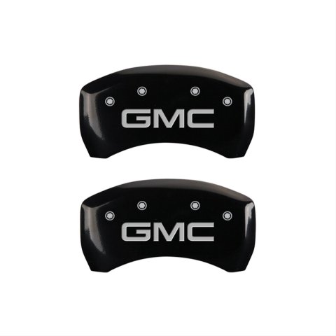 MGP 4 Caliper Covers Engraved Front & Rear GMC Black finish silver ch