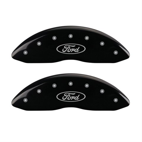 MGP 4 Caliper Covers Engraved Front & Rear Oval logo/Ford Black finish silver ch