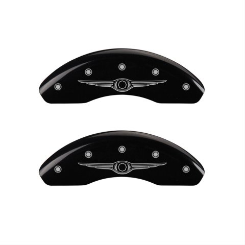 MGP 4 Caliper Covers Engraved Front & Rear Style 1/Chrysler Wing Black finish silver ch