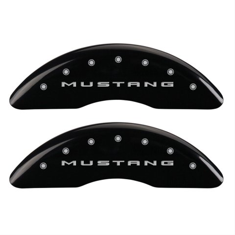 MGP 4 Caliper Covers Engraved Front 2015/Mustang Engraved Rear 2015/50 Black finish silver ch