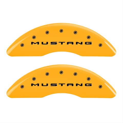 MGP 4 Caliper Covers Engraved Front 2015/Mustang Engraved Rear 2015/37 Yellow finish black ch