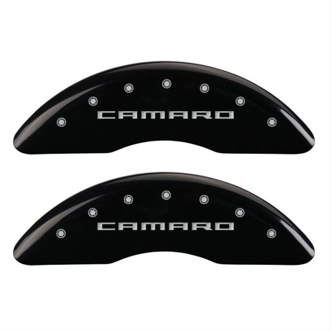 MGP 4 Caliper Covers Engraved Front & Rear Gen 5/Camaro Black finish silver ch