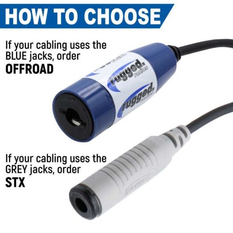 Rugged Radios Dual Headset or Helmet Jack - Bar Mount STX Stereo