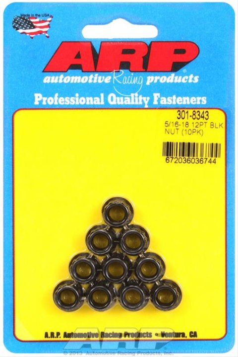 ARP 5/16in-18 12pt Black Oxide Nut Kit (10-Pkg)