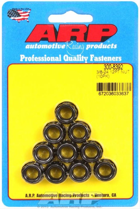 ARP 3/8-24 1/2 Socket .645 Flange OD 12pt Nut Kit (10 pack)