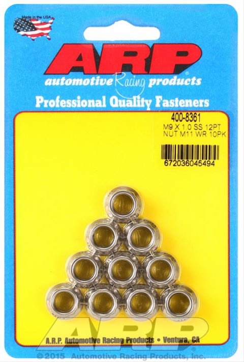 ARP M9 x 1.00 (M11 WR) SS 12pt Nut Kit (Set of 10)