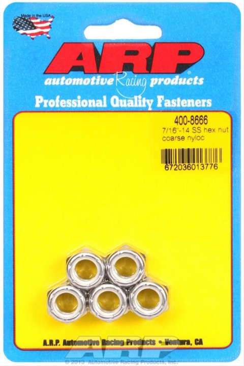 ARP 7/16-14 SS coarse nyloc hex nut kit